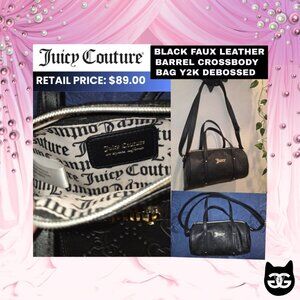 Juicy Couture Black JC Logo Embossed Barrel Bag Crossbody Heritage Core